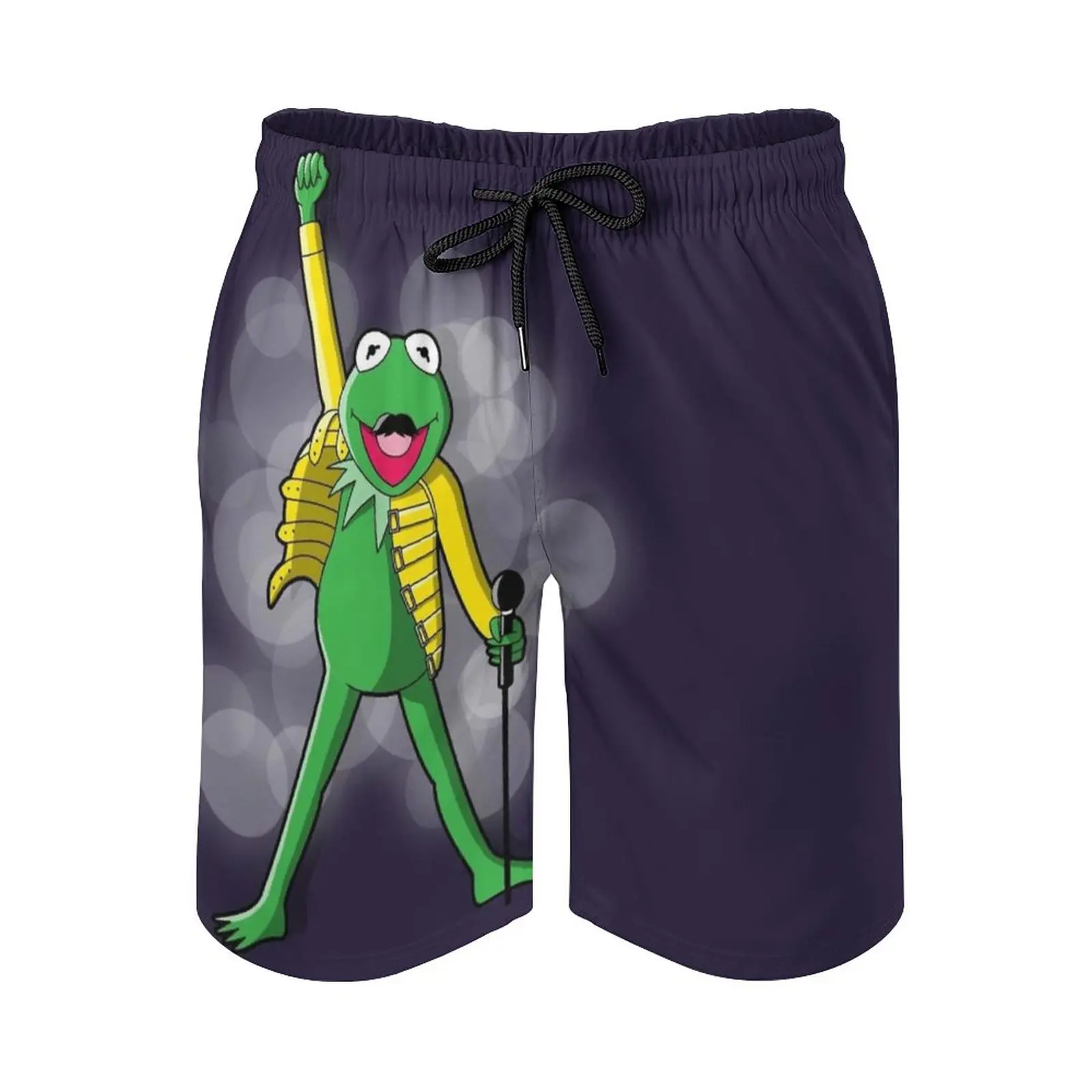 Men's Beach Shorts Quick Dry Travel Swimsuit Trunks Surf Pants Sports Pants Song Songs Music Queen Frog Green S Show Singer