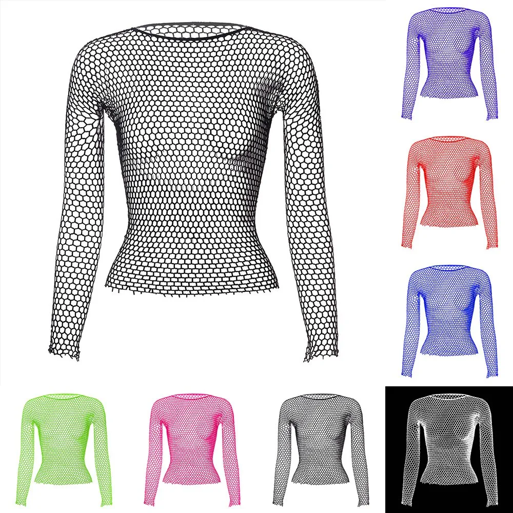 

Men Elastic Long-Sleeved Sexy Leaky Hip Shirt Hollow Mesh Underwear Tops Men T-shirt Mesh Breathable Men See Through