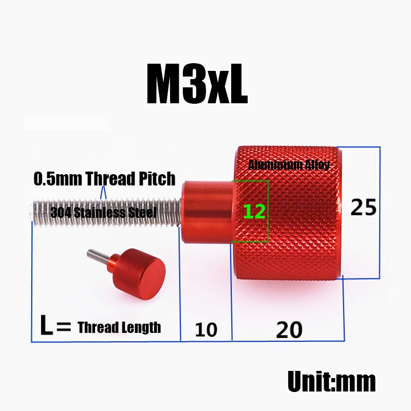 1PCS M3 M4 M5 5Mm-60Mm Nhôm Hợp Kim Không Gỉ Có Khía Ngón Tay Cái Vít Tay Grip Knob Bước bulong Vít Màu Đen/Đỏ Tay Thắt Chặt Vít