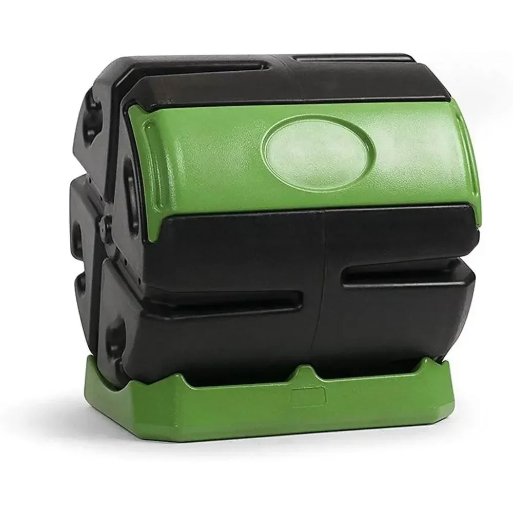 Single Chamber Outdoor Rotating Garden Compost Bin - 37 Gallon Black & Green