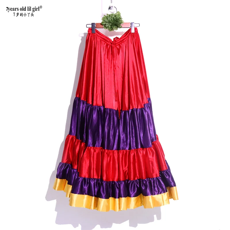 Belly Dancing Tribal Ruffle Flamenco Satin 25 Yard 4 Tiered 20Yard 4 Tiered 720 DegreeS Skirt Gypsy Skir 9EX60