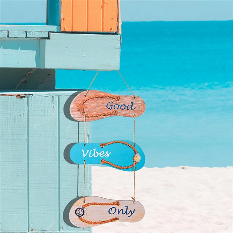 A44F-Papan Dekoratif Kayu Gantung Bertema Pantai dan Plakat Mini Dekorasi Rumah Dekorasi Rumah Musim Panas