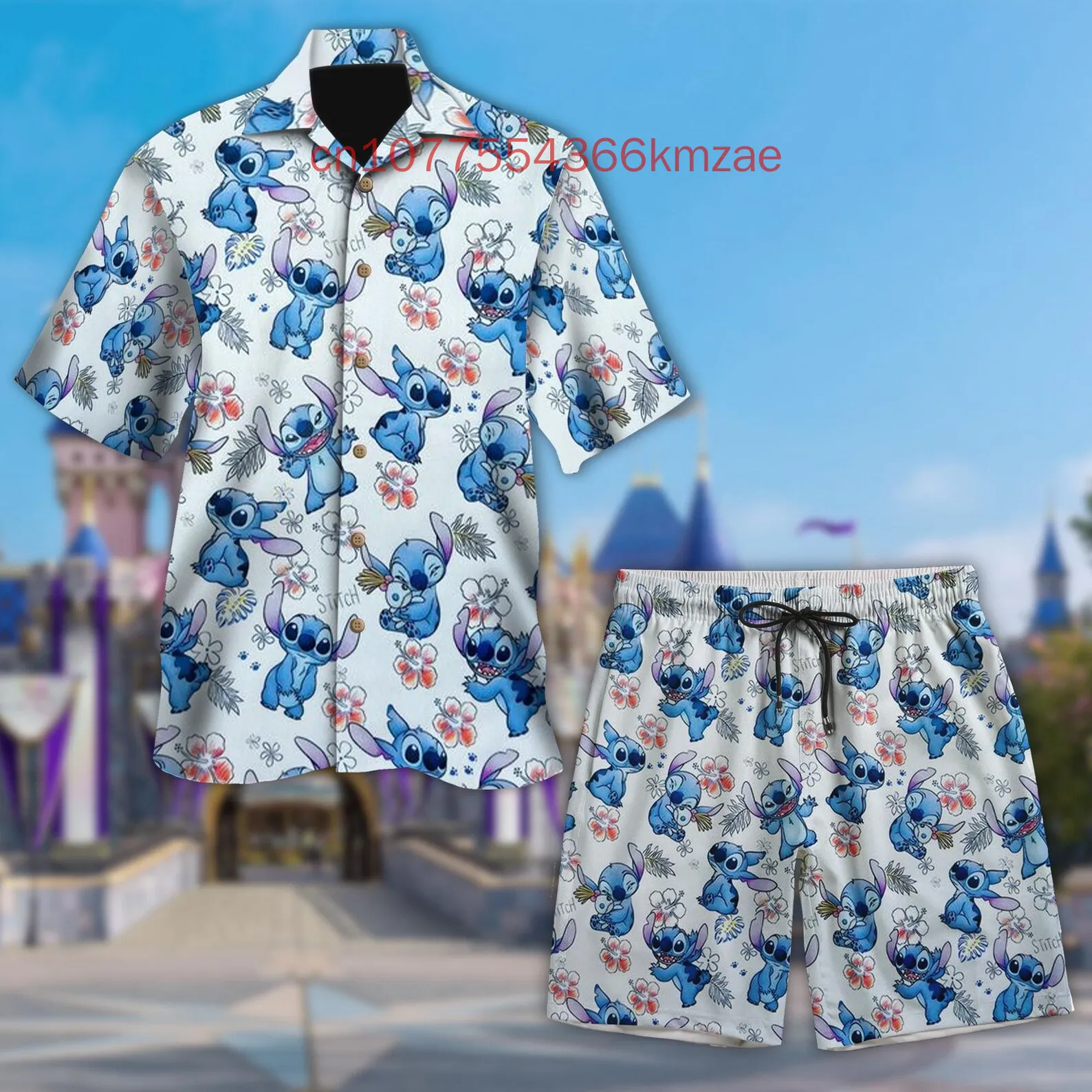 Stitchเสื้อฮาวายและกางเกงขาสั้นพิมพ์3D 2025 ใหม่Disneyฤดูร้อนวันหยุดสบายๆและแฟชั่นStreetเสื้อแขนสั้นชุด