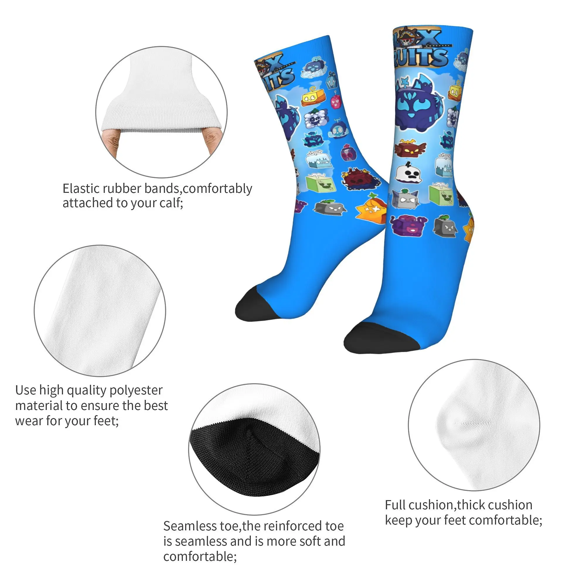 Kitsune   Block Fruits All B-blox fruits Socks Fashion  Socks Novelty Spring Summer Autumn Winter Middle Tube Socks Gifts