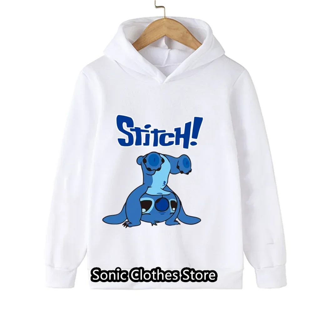 Kids Cartoon Stitch Hoodies cute Stitch Sweatshirt Long Sleeve Children Clothes Boys GirlsTops 4-14 Years Kids Stitch Hoodies