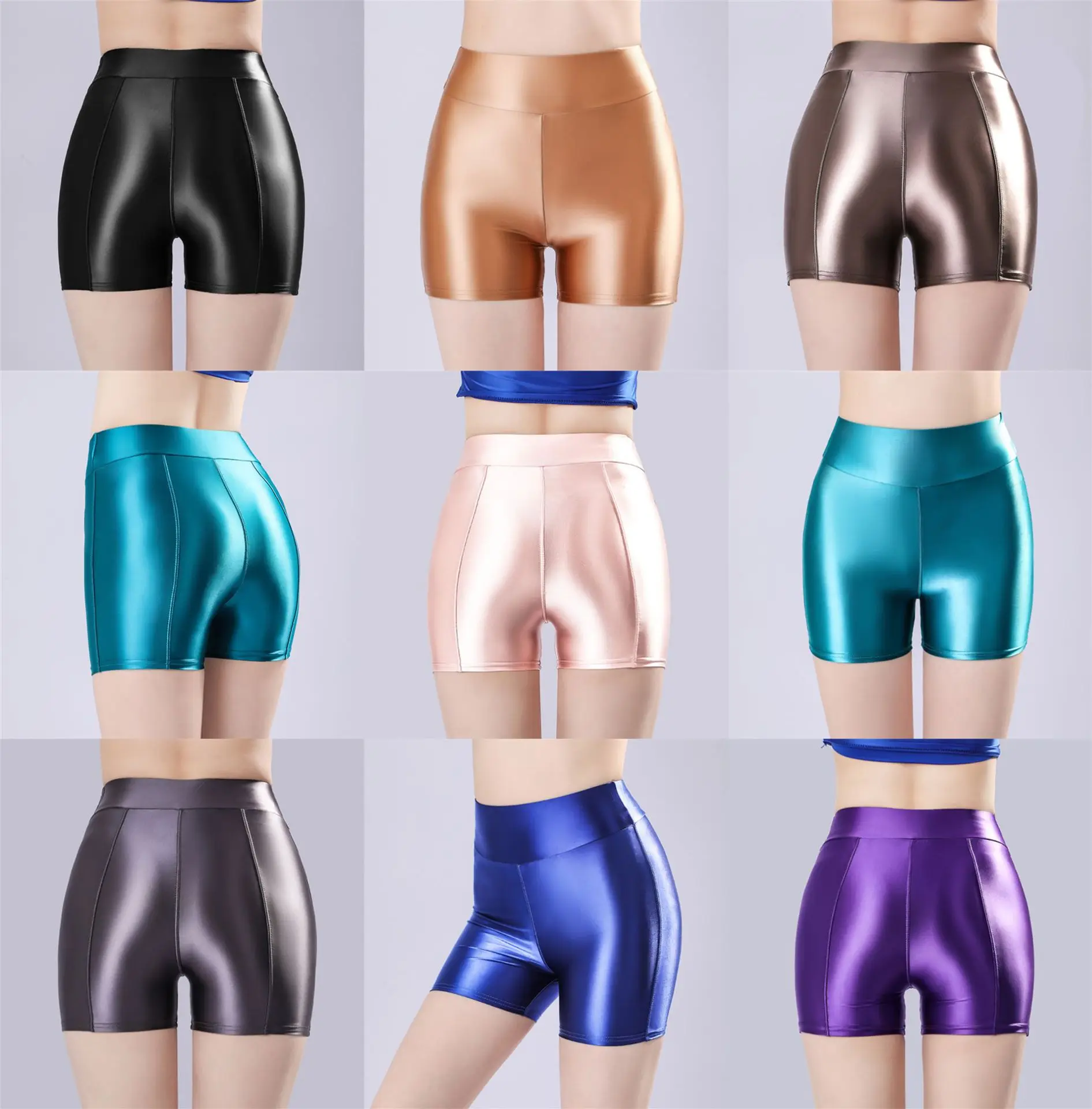 XCKNY Satin Smooth shiny pants High Waist Bikini Shorts Pants Sexy Bathing Suit Solid Swimming Bikini Bottoms Short