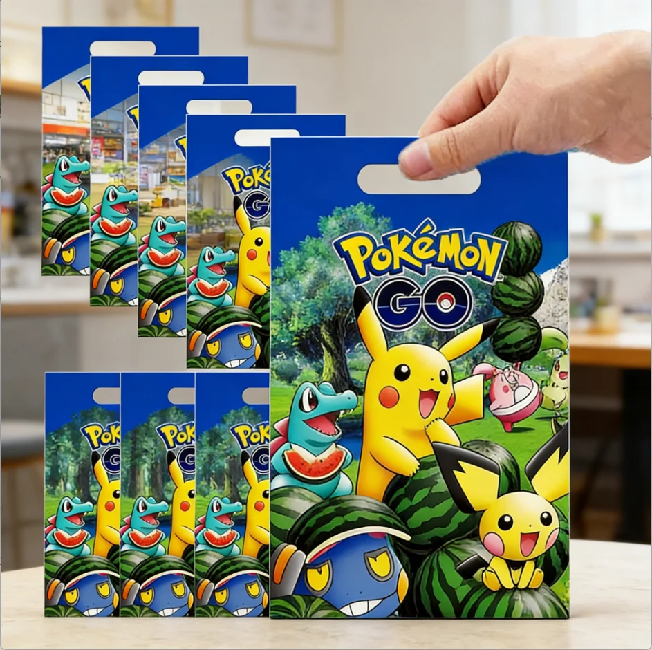 Bolsas de regalo de Pikachu para fiesta de Pokémon, bolsa de dulces para niños, accesorios de fiesta, bolsas de regalo dulces para cumpleaños de niños, 10/20/30/50 Uds.