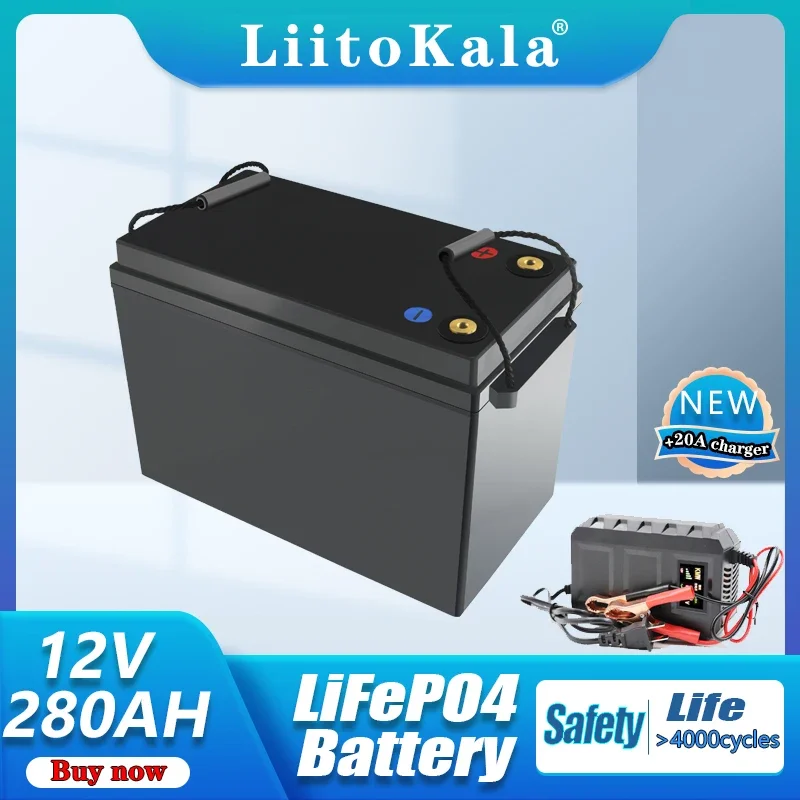 

12V 280Ah LiFePO4 Battery BMS Lithium Power Batteries 4000 Cycles For 12.8V RV Campers Golf Cart Off-Road Off-grid Solar Wind