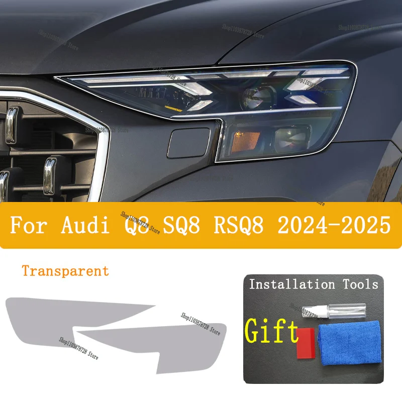 

For AUDI Q8 SQ8 RSQ8 2024-2025 TPU Car Exterior Headlights Anti-Scratch Protective Film Headlamps Repair Sticker Accessories Ref