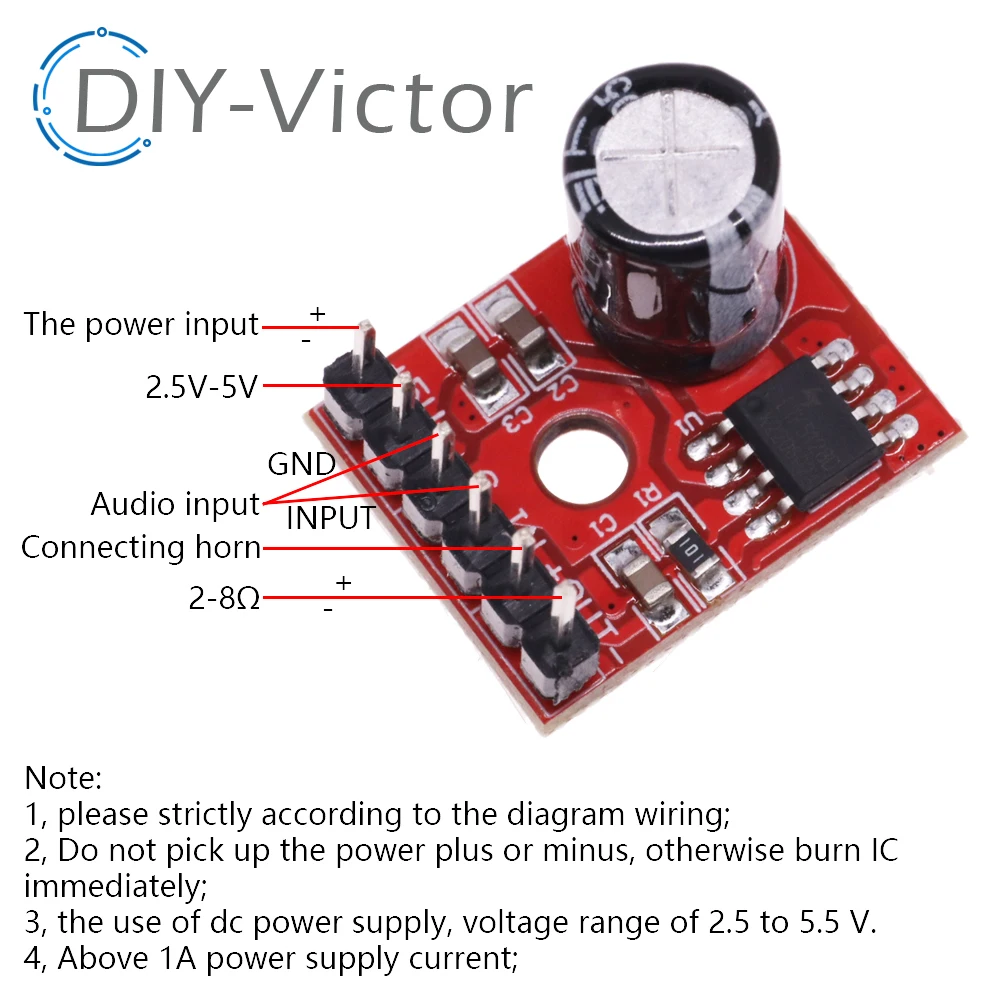 1PCS 5W MINI Audio Power Amplifier Board 3-5V XH-M125 XPT8871 Mono Amplifier Module Audio DIY Amplifiers Kit