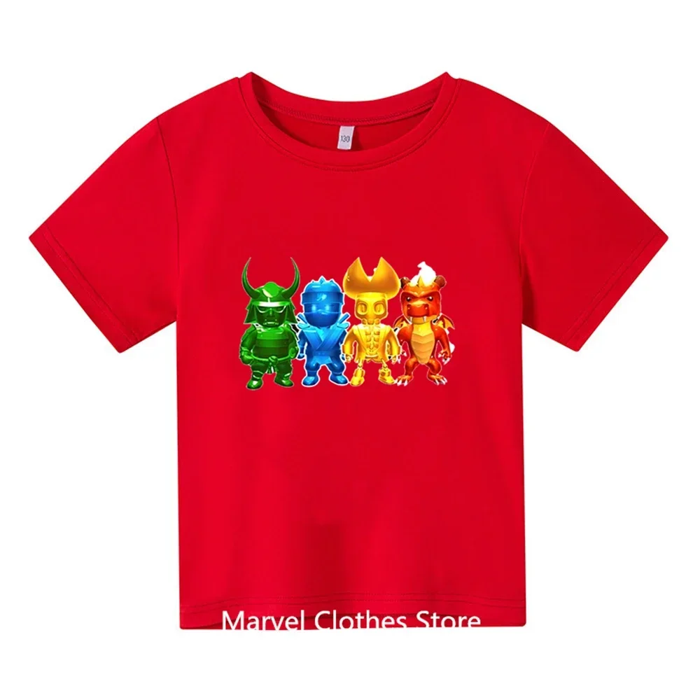 Hot Sale Stumble Guys Tshirt Kids Funny Game Boys T-Shirts Cartoon Baby Girls Clothes Boys Summer Casual T shirt Children Tops