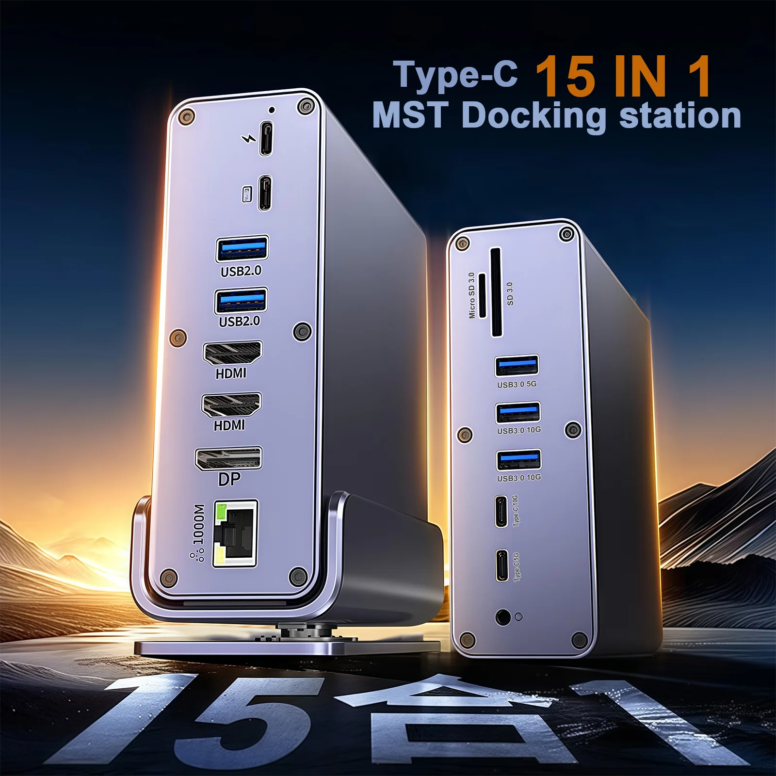 

Laptop USB C Hub 3 monitor docking station 3 HDMI/DP Ports 4K@60HZ 10Gbps USB A/C3.2 SD/TF RJ45 1000M PD 100W For Macbook Tablet