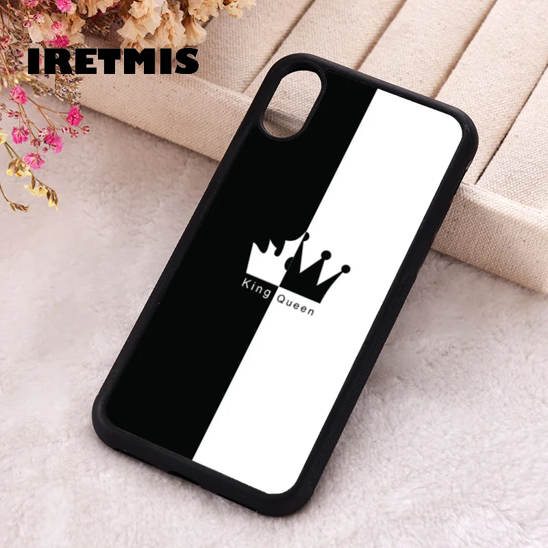 Iretmis Phone Cover Case For iPhone X XS Max XR 11 12 13 PRO MINI 14 15 16 Plus Rubber Silicone King Queen