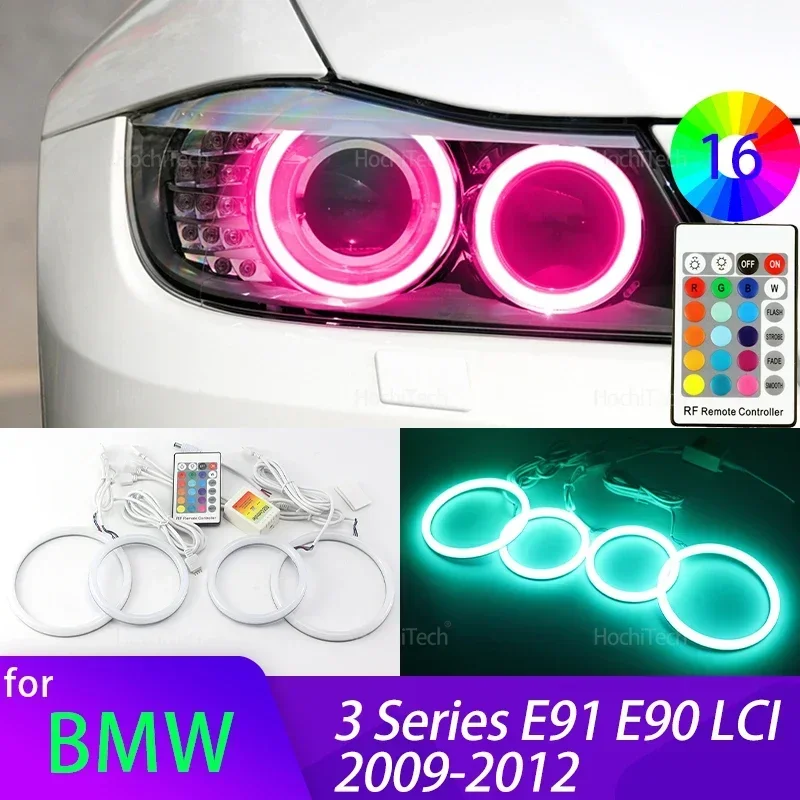 

Для BMW 3 серии E91 E90 LCI 2009-2012 аксессуары для ксеноновых фар 16-цветные RGB хлопковые светодиодные кольца «ангельские глазки» дневного света