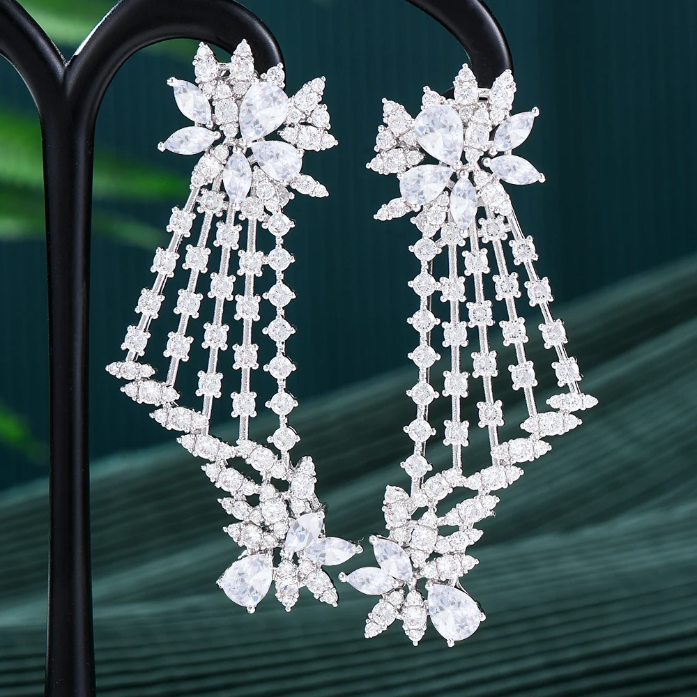 

GODKI Red Carpet New Flower Drop Dangle Earrings for Women Wedding Full Micro Cubic Zircon High Jewelry Dubai Bridal Earring