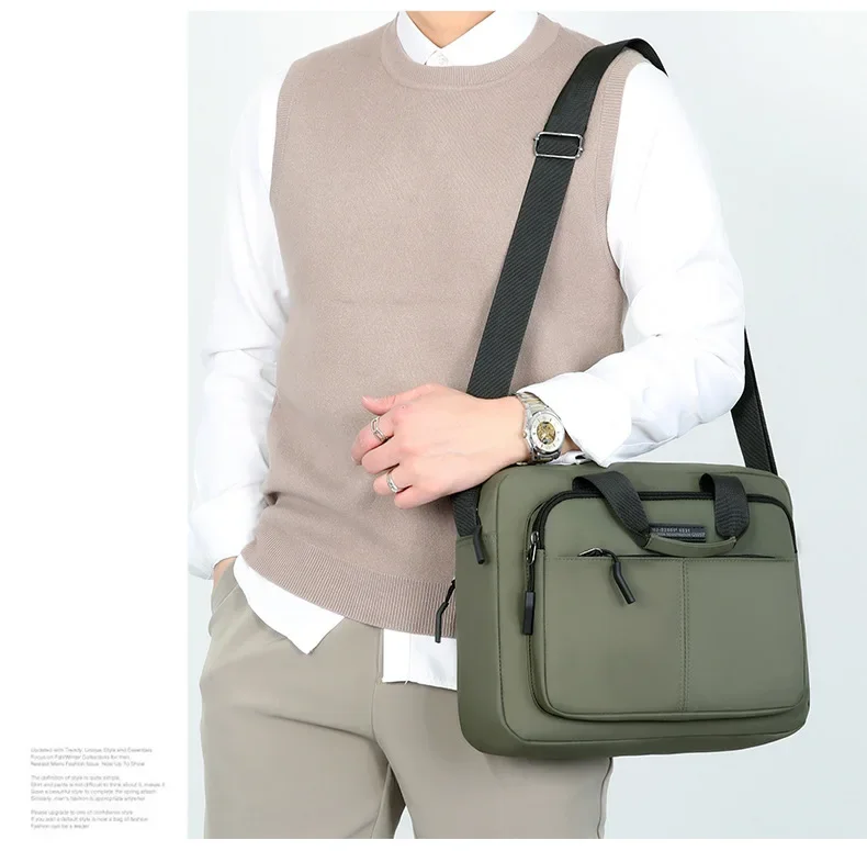 New Men's Large-capacity Horizontal Shoulder Bag Messenger Bag Briefcase Multifunctional Simple A4 Book Handbag Business Bag 가방