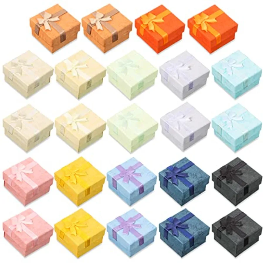 

24 Pack Jewelry Gift Boxes Jewelry Box Gift Cases Cotton Filled Cardboard Paper Box Bracelets Bangle Necklace Gift Case with Ri