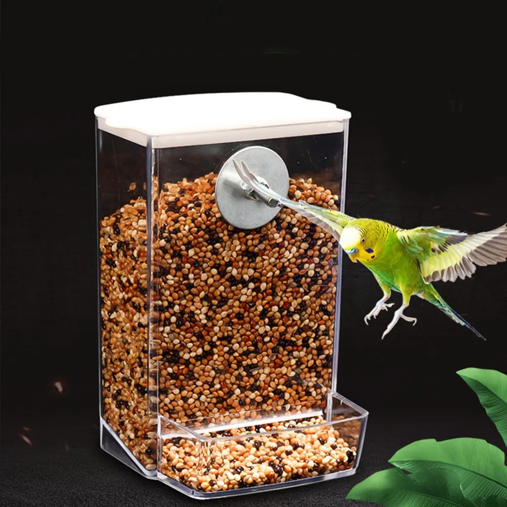 Large Capacity Bird Feeder Box Anti-Splash Bird Food Dispenser Durable Parrot Feeding Box for Small Medium Birds