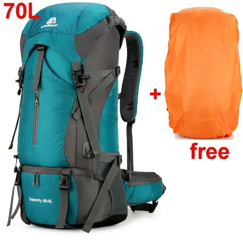 Waterproof Nylon Bag Camping Travel Backpack With Rain Cover Outdoor Hiking Mountaineering Men Shoulder Climbing Trip Bags