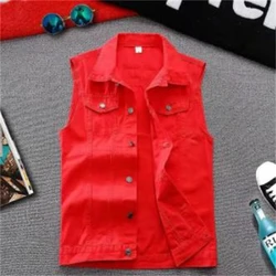 Jacket Sleeveless Waistcoat Denim Vest Casual Street Slim Cotton Cowboy Jackets Comfortable Jean Top Spring Summer Men's Fashion