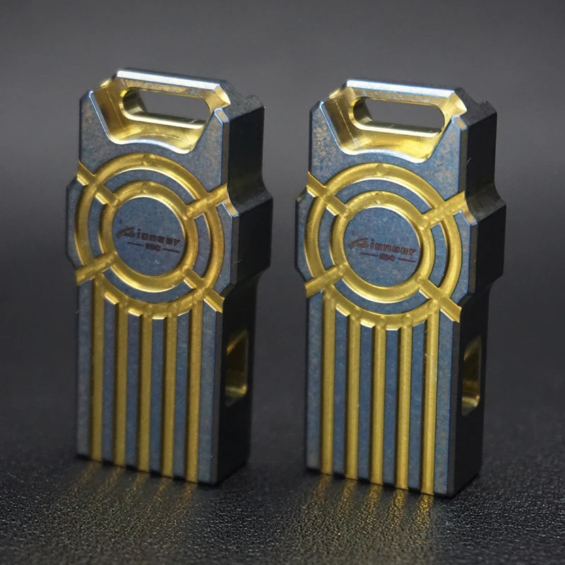 Titanium Alloy Double-Barreled Whistle EDC, Training, Outdoor Adventure, Portable Survival Equipment with Necklace