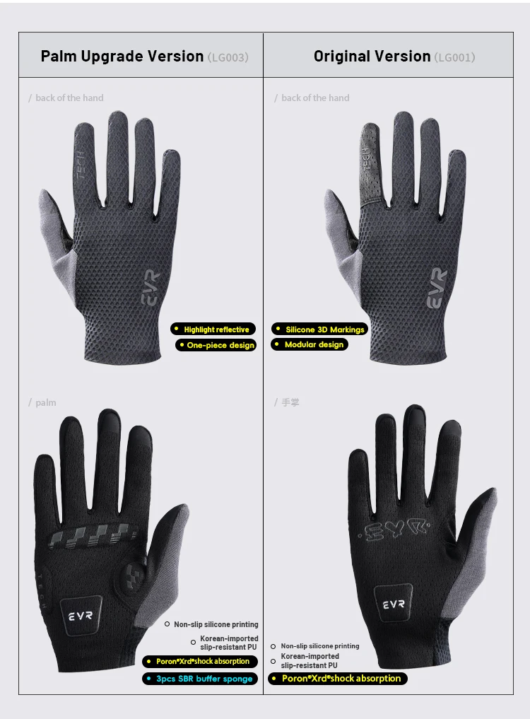 EVR Spring Herren Fahrradhandschuhe Touchscreen-fähig Atmungsaktiv Mountainbike Vollfinger-Fahrradhandschuhe Rennrad-Handschuhe – Detail 4