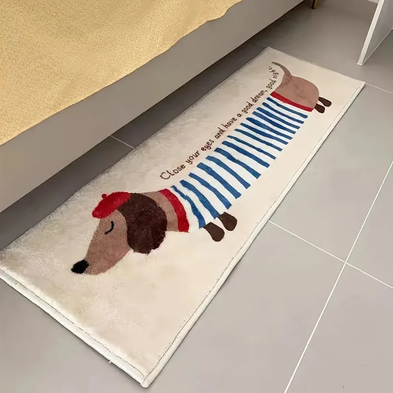 

VIKAMA Dachshund Dog Rug, Kawaii Sausage Dog Carpet, Warm Flannel Cozy Bedside Mat for Autumn Winter Living Room Floor Decor