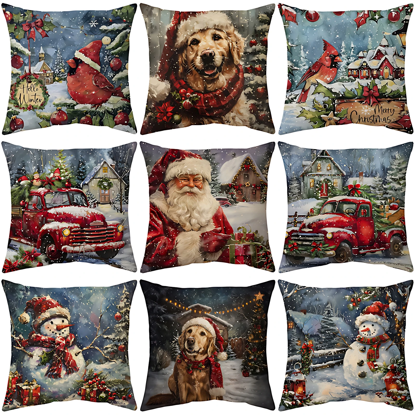 2024 New 2PCS Merry Christmas Throw Pillow Cover Holiday Cushion Xmas Case Decoration Sofa Couch Living Room Decor Pillowcase