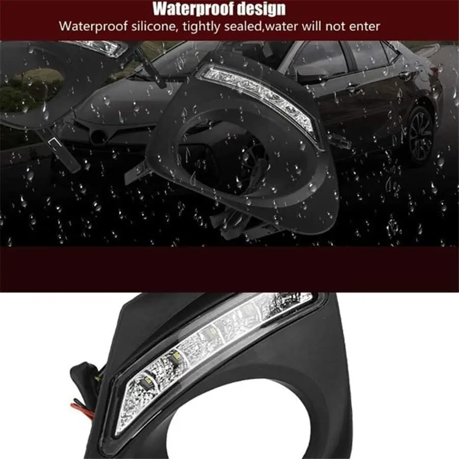 2PCS Front LED Fog Lamp Drl Daytime Running Light for Toyota Corolla Altis 2011-2013