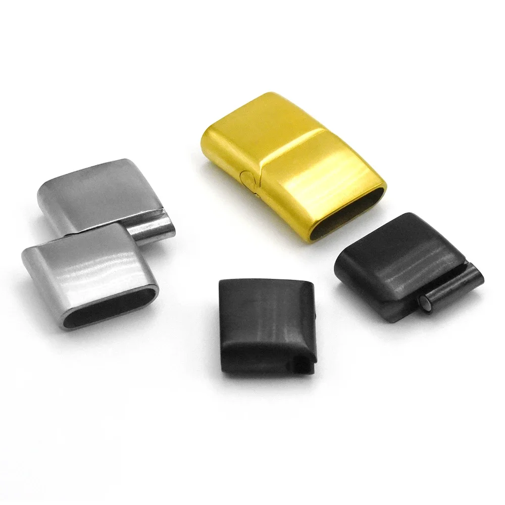 Stainless Steel Magnetic Clasps Brush Hole 16*5mm Leather Cord Connect Magnet Buckle Bracelet Making DIY Jewelry Findings