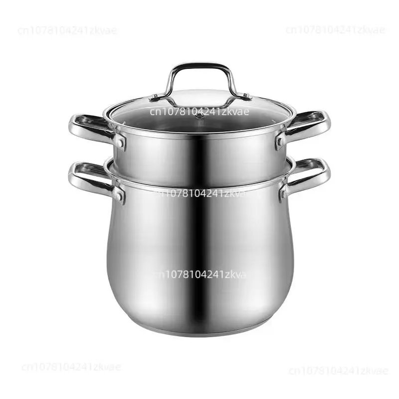 Soup pot 304 cooking pot Large capacity stainless steel high soup pot with steamer