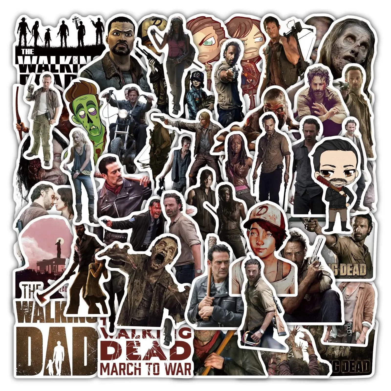 50 pçs série de tv the walking dead dos desenhos animados legal graffiti adesivo decorativo copo água skate notebook decalque à prova dwaterproof água