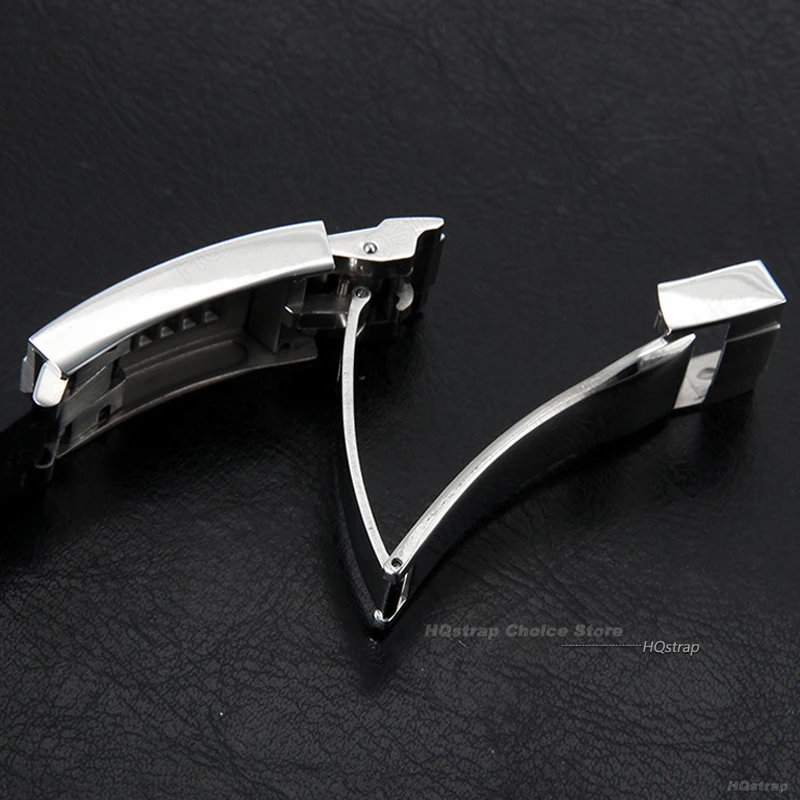 9mm Stainless Steel Buckle for Rolex Rubber Watch Strap Clasp for Daytona Double Convex Adjusted Folding Buckle Silver Button image 4