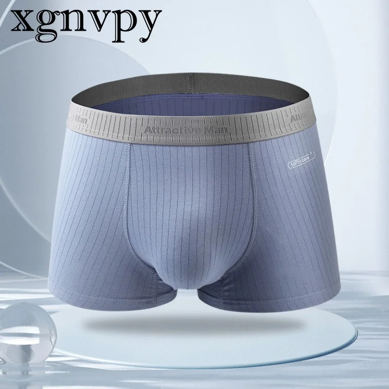 xgnvpy Autumn and Winter Cotton Men's Comfort Underwear Antibacterial Bottom U-raised Boxers Youth Breathable Mid-waist Boxers