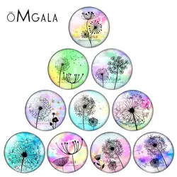 Fashion Dandelion Art Drawings 10mm/12mm/14mm/16mm/18mm/20mm/25mm Round photo glass cabochon demo flat back Making findings