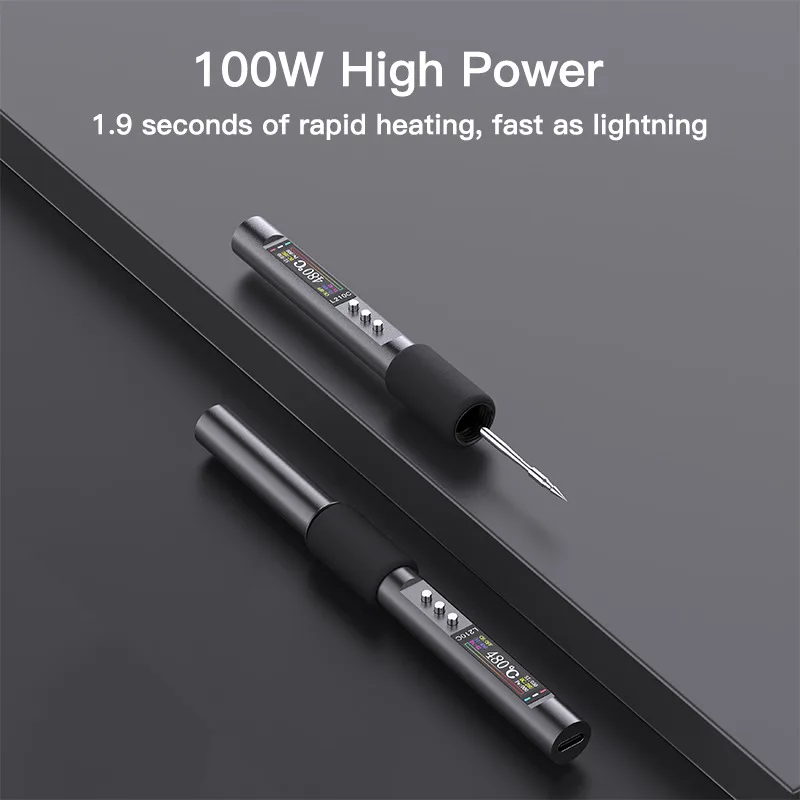 100 Вт USB-паяльник, быстрый нагрев 1,9 с, USB-C, регулируемая температура для ремонта печатных плат телефона, планшета, сварочный утюг, инструмент