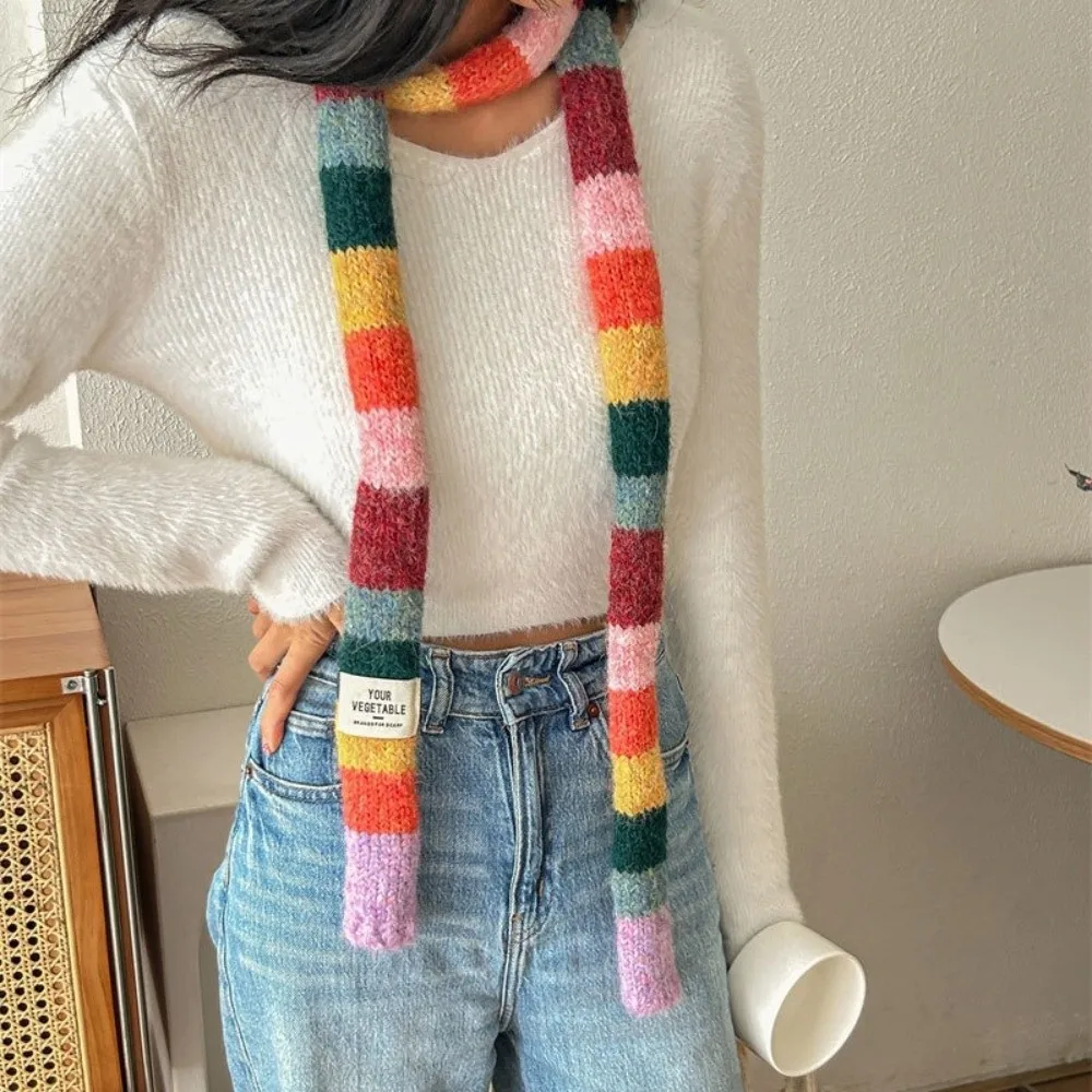 Harajuku Style Y2K Striped Scarf Collocation Clothing Accessories Sweet Cool Long Narrow Scarves Scarf Accessories Korean Style