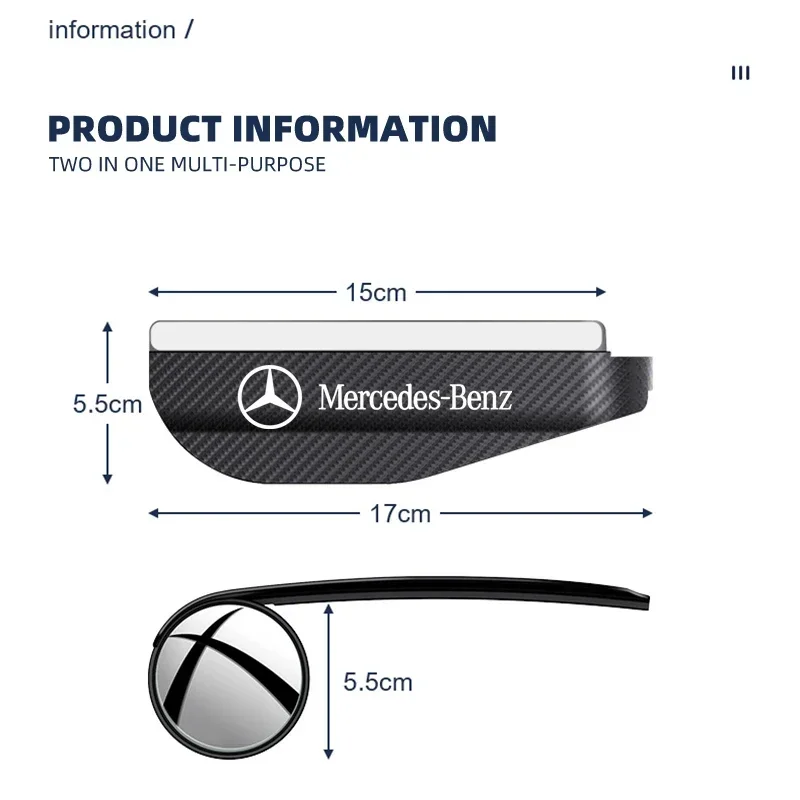 2pcs Carbon Fiber Car Rearview Mirror Rain Eyebrow Sticker For Mercedes Benz AMG W203 W213 W212 W204 W205 W211 A180 A200 B180