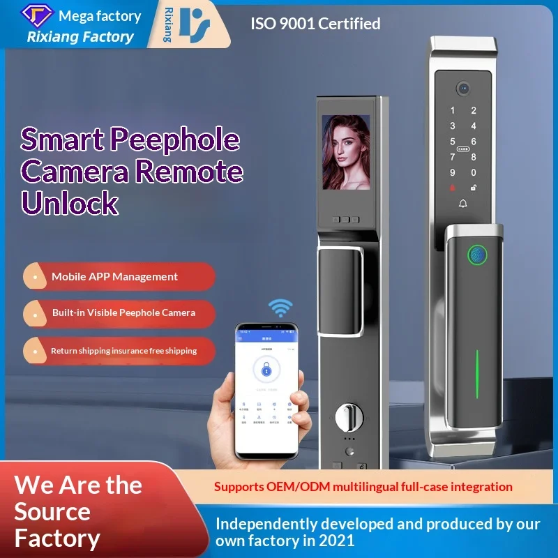 

Полностью автоматический электронный смарт-замок с отпечатком пальца, паролем, удаленным управлением через приложение и облачным сервисом, с визуальным дверным глазком для домашней безопасности