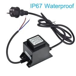 LED Transformer 24V Power Supply AC/AC 20W Outdoor Power Supply Transformer with EU Plug IP67 for LED Lighting and Swimming Pool