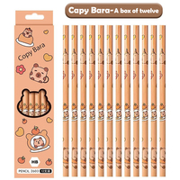 12pcs/Set Fun Capybara Writing Pencil Cartoon HB Wood Pencil Drawing Stationery