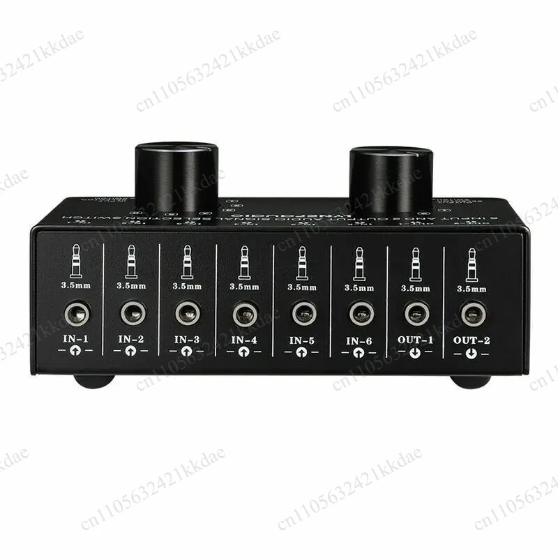 6-In-2-Out Audio Switcher Two-Way Audio Signal Selector Box Splitter Distributor with RCA Inputs & Outputs