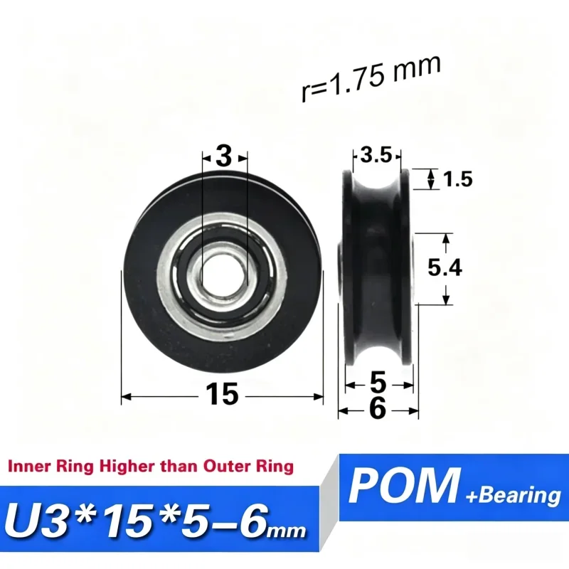 20 Stück U-Nut POM-Rollenrad 608 Nicht-Standard-Kugellager mit höherem Innenring 20-45mm Schiebefenster-Türrolle – Detail 3