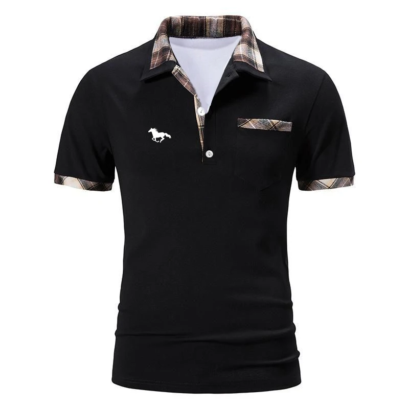 

Men Clothes Summer New Short Sleeve Sport Lapel Business Casual Polo Shirt Pocket Stitching Tops Polo Shirt .