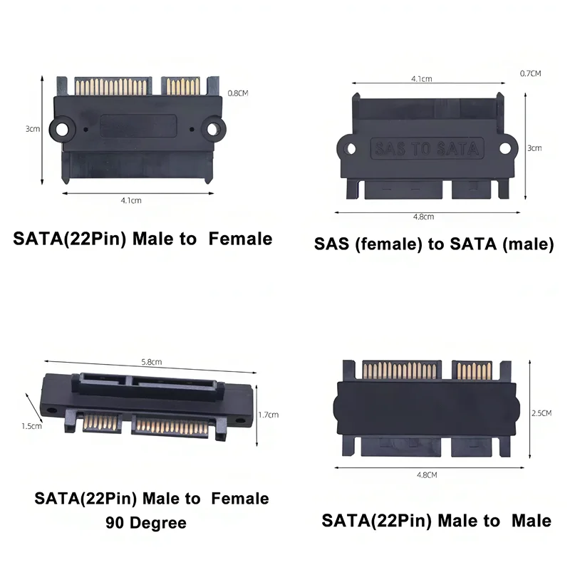 SFF-8482 SAS To SATA 3.0 Adapter 22Pin SATA To SATA Connector Converter Straight 180 Degree Vertical 90 Degree Riser For HDD SSD