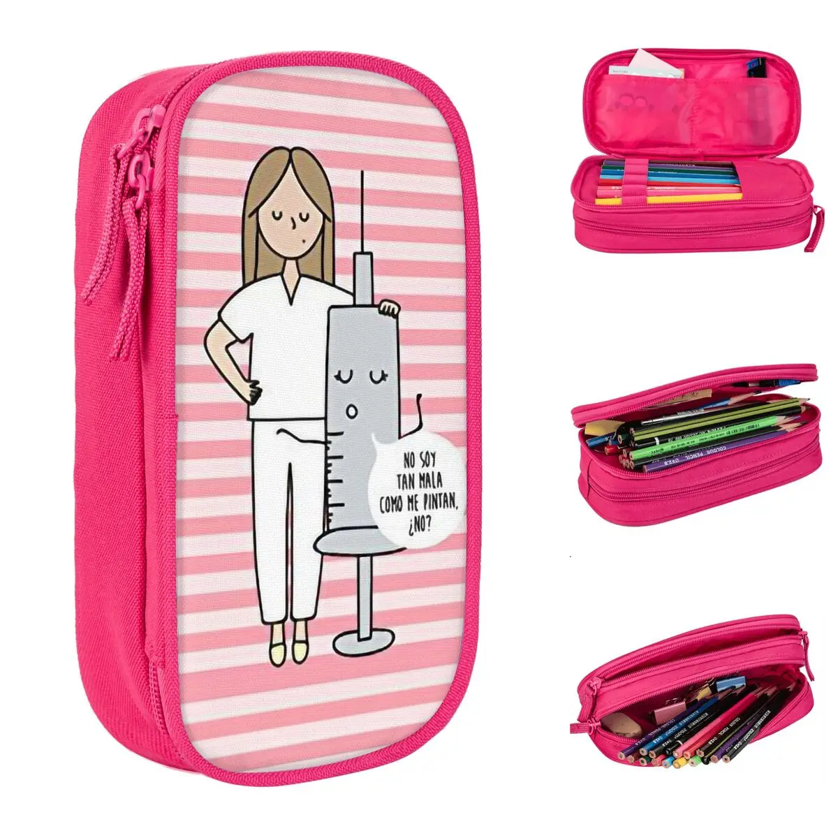 Fun Pencil Case Enfermera En Apuros Doctor Nurse Pencilcases Pen Large Storage Pencil Bags studenti School Zipper accessori