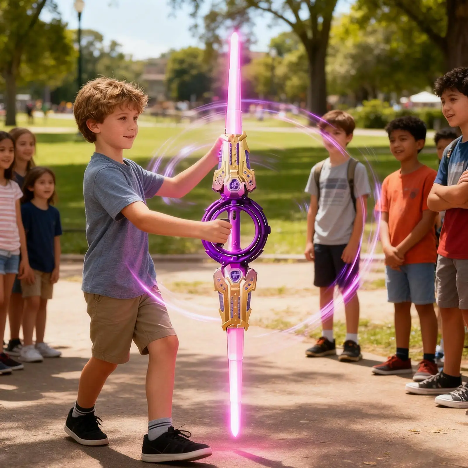 

Fire Spinnings Sword Double-Edged Telescopic LightsaberWith Glowing Sparks, Laser Rotating Sword, Birthday Gift For Little Boys