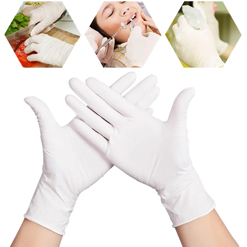 

10pcs Disposable White Nitrile Gloves Multifunction Household Cleaning Washing Gloves Universal Oilproof Anti-static Latex Glove