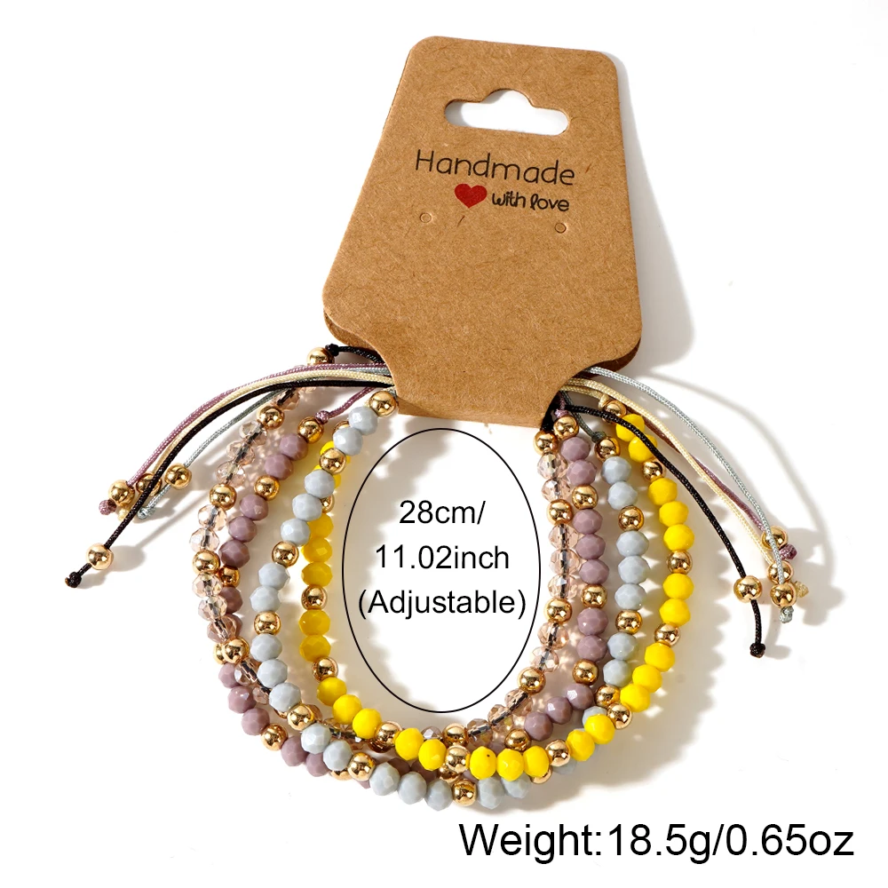 4pcs/Set New In Summer Fashion Bracelet Set Crystal Gold Plated Bead Women Handmade Luck Friendship String Jewellery Luck Gifts