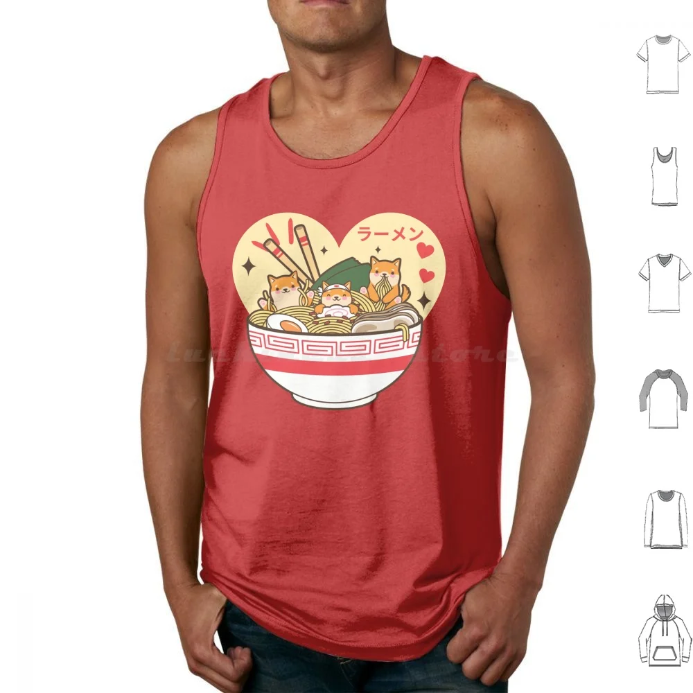 Corgi Eating Ramen Cute Kawaii Noodles Tank Tops Vest Sleeveless Ramen Corgi Dog Cute Funny Noodles Japanese Kawaii Corgi